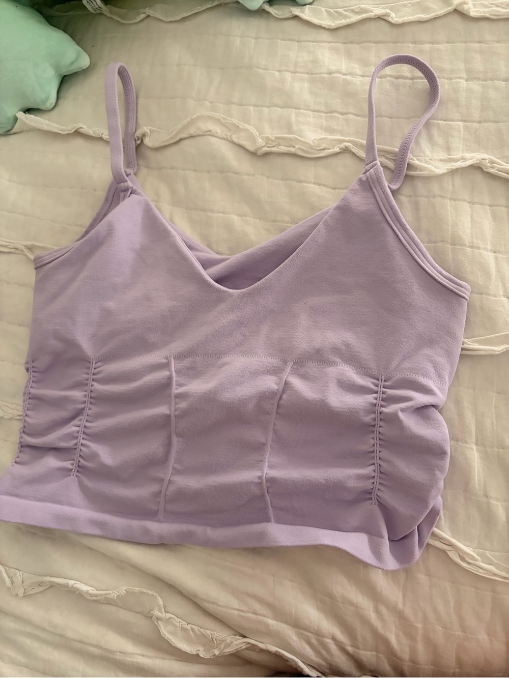 Free People Lilac Ruched V-Neck Tank Top